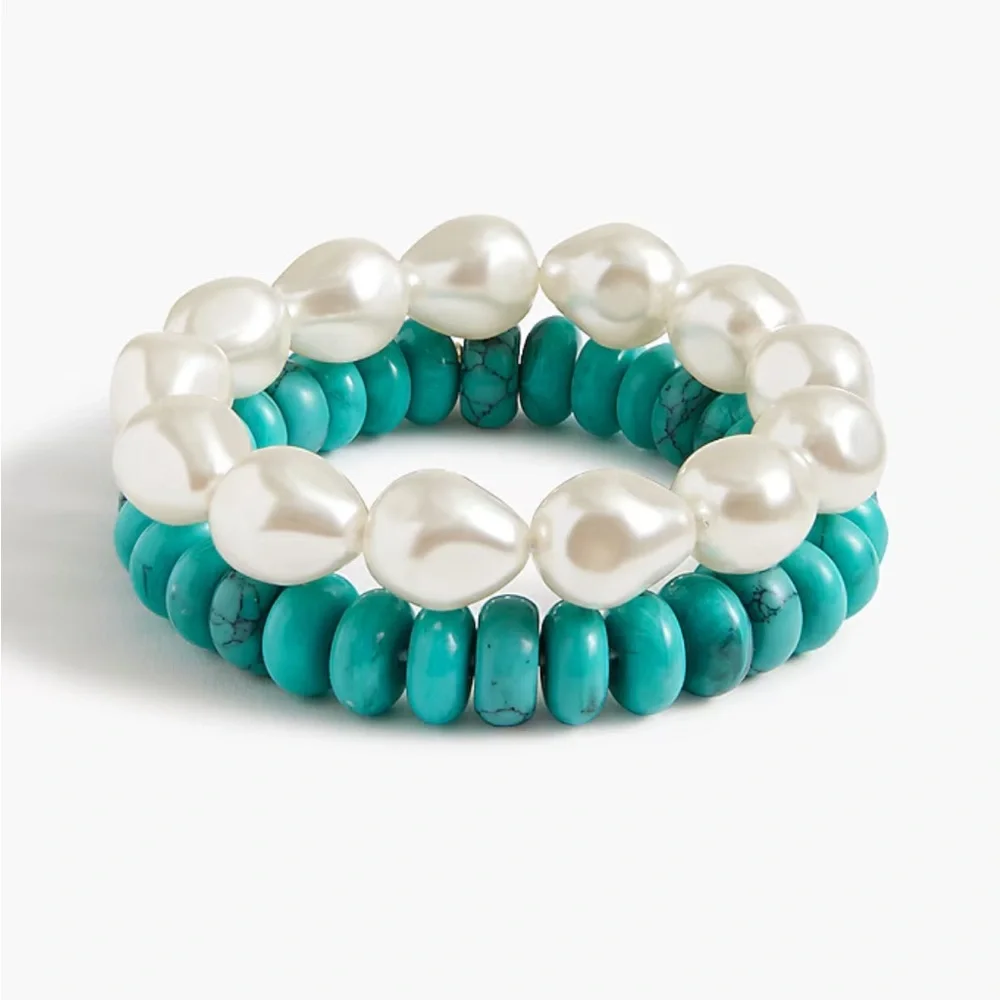 J. Crew Pearl and Beaded Bracelet Set NWT